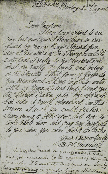 1900 KH Letter to Mrs. Annie Besant, page 1